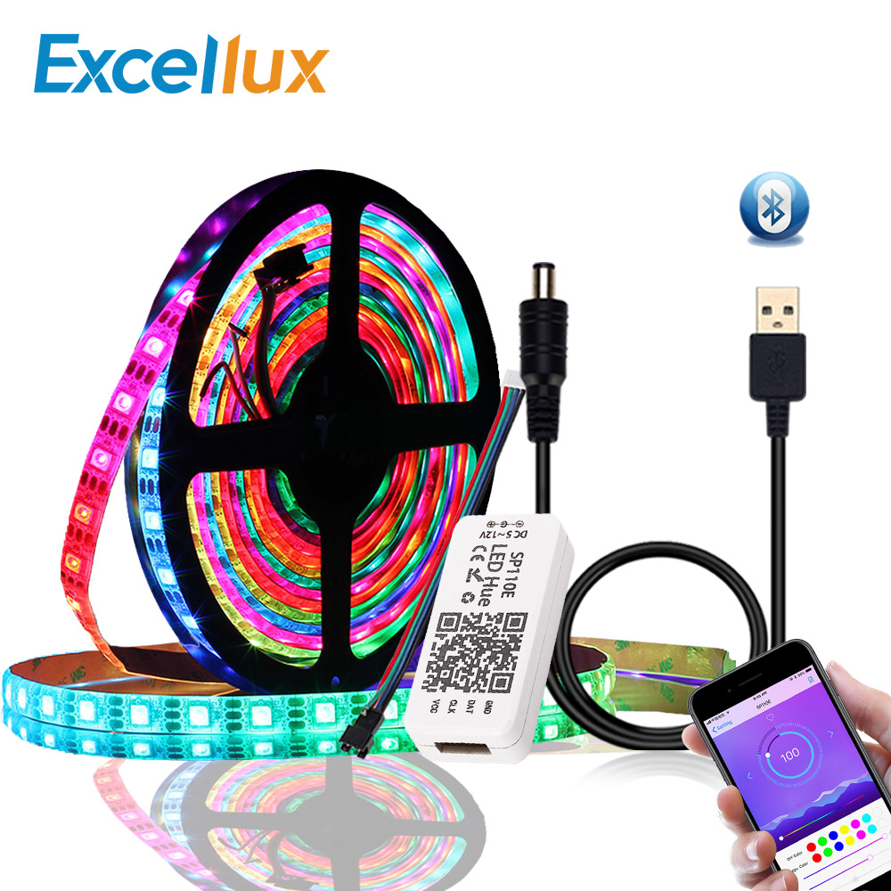 Buy Online Dc 5v Ws2812b Bluetooth Usb Led Strip 5050 App Controller Rgb Individually Addressable Led Strip Light Ws2812 Pixel Strips Set Alitools Led Strips Set