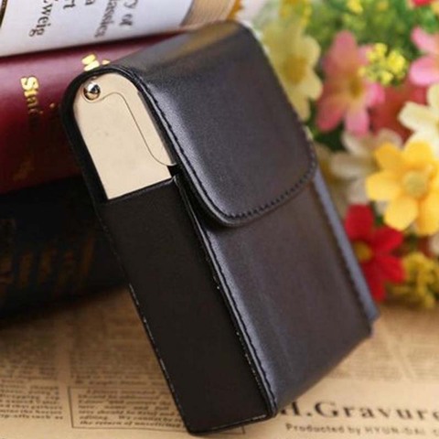 PU Leather Cigarette Box Case with Pouch Lighter Holder Cigarette Case Wallet Design for Men and Women Unisex ► Photo 1/6
