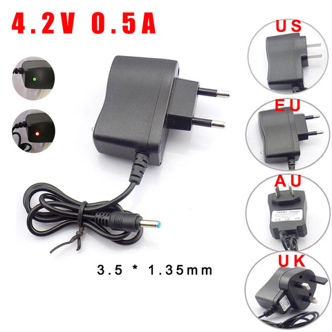 AC DC 4.2V 500MA 3.5mm home Wall EU US plug 18650 rechargeable battery travel Charger Power adapter for Flashlight flash torch ► Photo 1/6