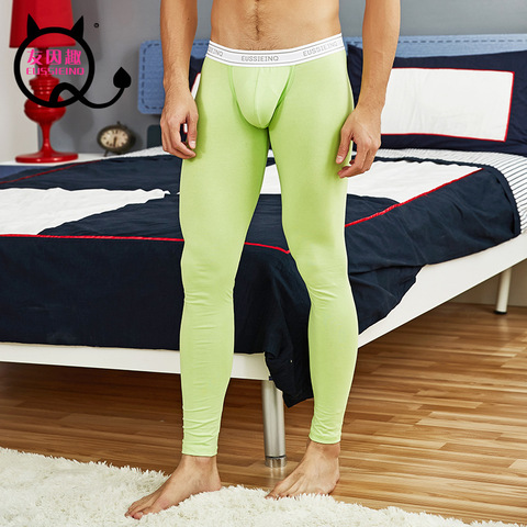 Men's Long John Solid Slim Leggings Long Underwear U Convex Panties Warm  Pants 