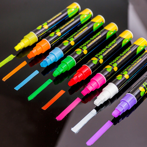 Fluorescent Window Marker Flash Color Pen Liquid Chalk Pen Erasable Highlighter ► Photo 1/5