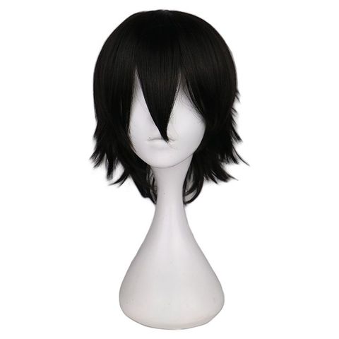 QQXCAIW Short Straight Cosplay Wig Men Male Black High 100% Temperature Fiber Synthetic Hair Wigs ► Photo 1/4