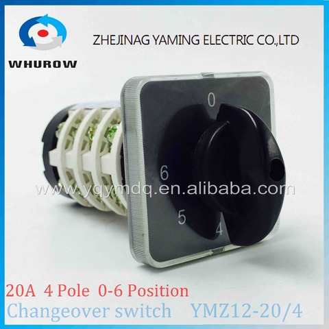 Rotary switch knob 6 position 0-6 YMZ12-20/4 universal manual electrical changeover cam switch 20A 690V 4 section high quality ► Photo 1/5