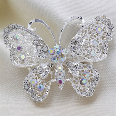 2022 New Hot Bouquet Brooch Jewelry Wedding Korean Silver Plated Butterfly Insect Rhinestone Bride Brooch Pins Women Brooch ► Photo 1/6