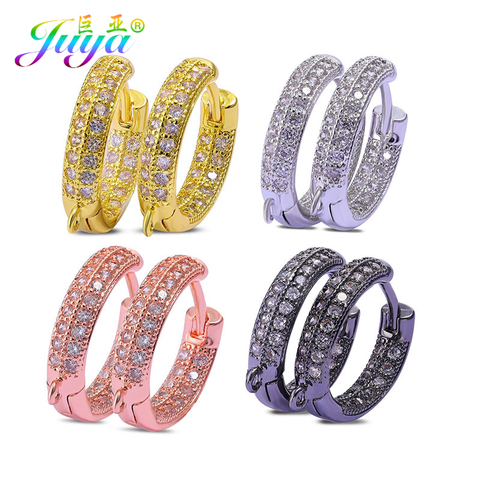 Juya DIY Earwire Supplies Cz Gold Silver Color Fasterner Hoop Earring Hooks Accessories For Handmade Fashion Earrings Making ► Photo 1/6