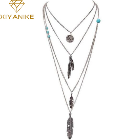 New Brand Fashion Boho  Multilayer Feathers Bijoux Charm Necklaces Beads Maxi Necklace Jewelry N60 ► Photo 1/6