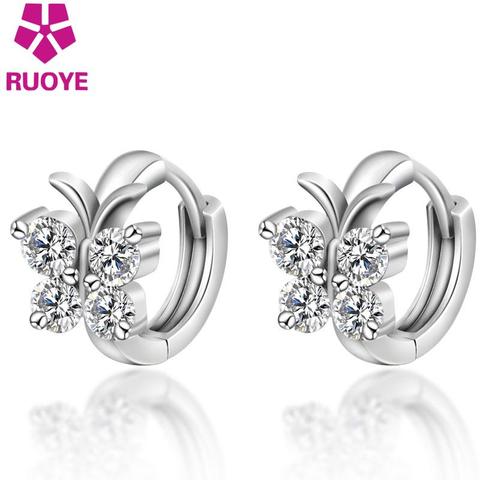 Fashion Luxury Crystal 925 sterling silver Stud Earrings Butterfly Design Earring For Women Girl Ear Jewelry Gift ► Photo 1/5