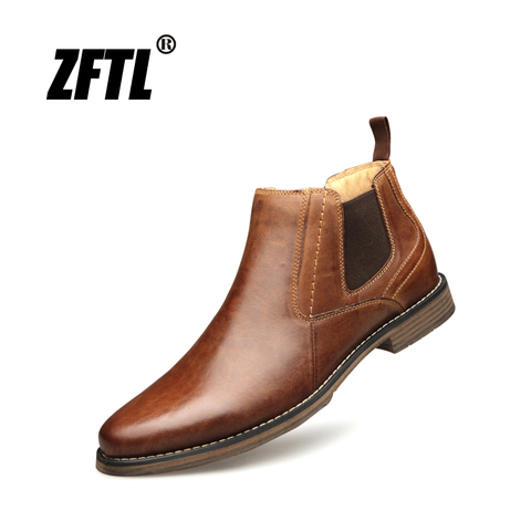 ZFTL New Men Chelsea Boots Handmade shoes Cow Leather Big size Men Ankle Boots Slip-on man Casual boots male Martin boots   006 ► Photo 1/6
