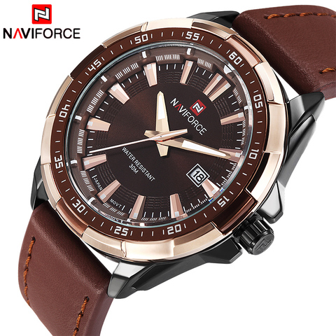 NAVIFORCE Mens Watches Top Luxury Brand Fashion Sport Watches Men Waterproof Quartz Clock Male Army Military Leather Wrist Watch ► Photo 1/6