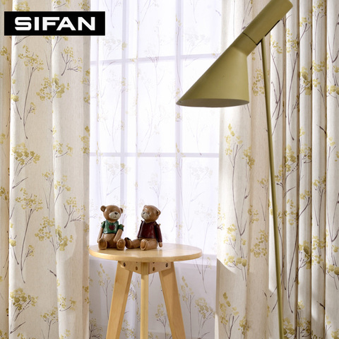 Floral Linen Curtains  Fancy Window Blackout Curtains for the Bedroom for Living Room Decorative Modern Curtains Drapes Tulle ► Photo 1/1