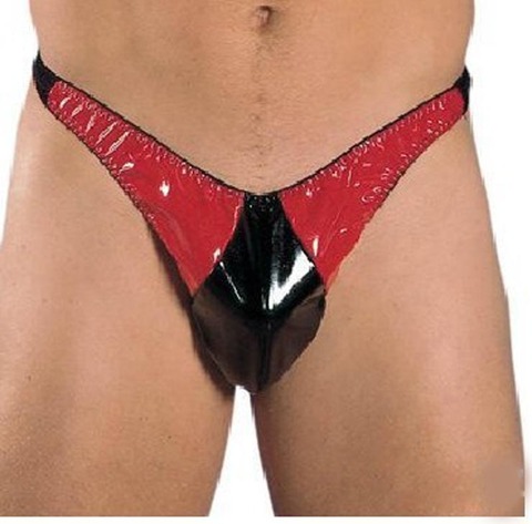 Sexy Mens Shiny Vinyl Wet Look  G-string Briefs Thong T-Back Underwear Clubwear Erotic Fetish Lingerie Outfit ► Photo 1/2
