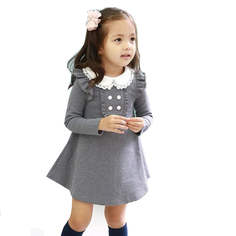 2022 spring autumn new arrival cotton girl korean clothes doll collar long sleeved casual girls A-line mini dress kids clothing ► Photo 1/6