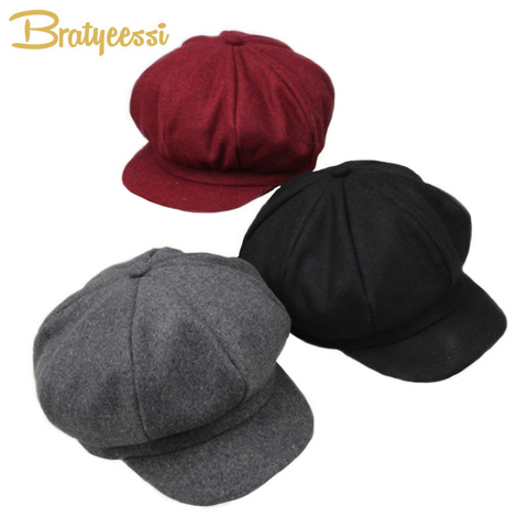 New Wool Baby Hat Octagonal Retro Adjustable Baby Cap for Girl Boy Autumn Winter Children Hat for 2-6 Years 1PC ► Photo 1/6