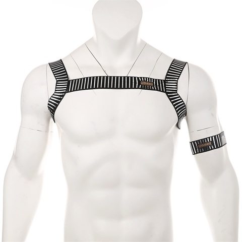 Sexy Lingerie Costume Men Hollow Out Harness Belt Body Chest Elastic Muscle Strap Male Exotic Performance Clubwear With Arm Band ► Photo 1/6