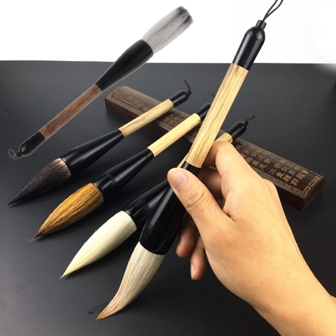 5 Styles Chinese Calligraphy Brush Pen Goat Hair Bamboo Shaft Paint Brush Art Stationary Oil Painting Brush ► Photo 1/6
