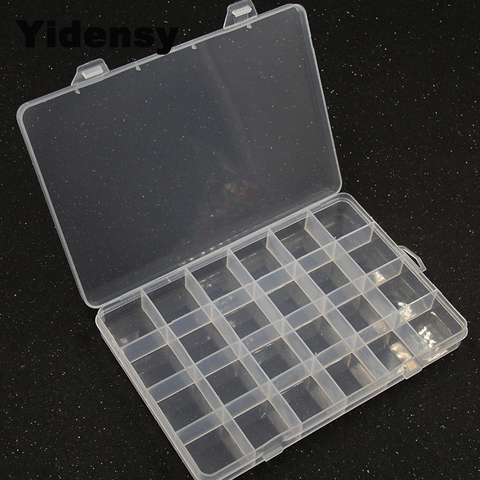 Yidensy 1pcs Square Transparent Plastic Storage Box Case 10/24 Slot Adjustable for Pils Jewelry Beads Earring Case Organizer ► Photo 1/6