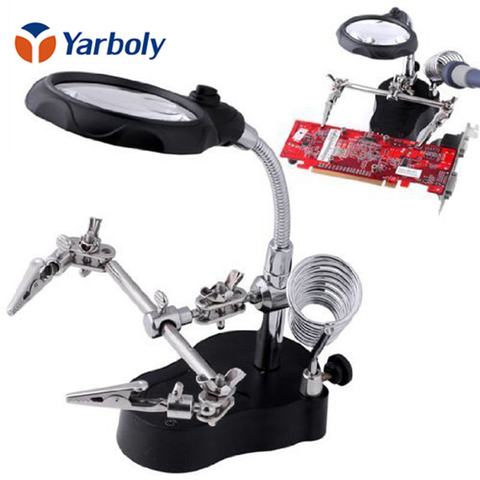 Desk Magnifier LED Light Soldering Iron Stand Clamp Clip Helping Hand Magnifying Circuit Board ► Photo 1/6