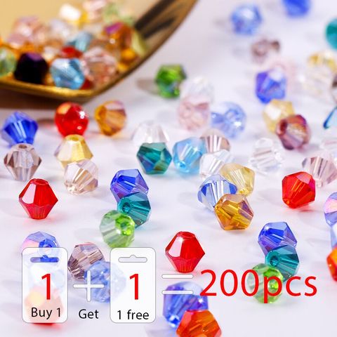 Buy 1 and get 1 free 4mm shiny Crystal beads Bicone Beads Glass Beads Loose Spacer Beads for bracelet DIY Jewelry Making  200pcs ► Photo 1/6