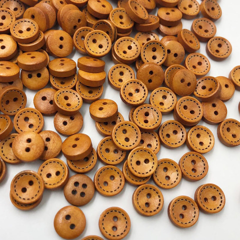 50/100pcs 9mm Brown 2-holes Round Wooden Buttons sewing Scrapbooking Craft  WB625 ► Photo 1/1