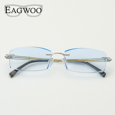 Titanium Eyeglasses Men Rimless Prescription Reading Myopia Photochromic Progressive Glasses Big Wide Spectacle with Color lens ► Photo 1/5