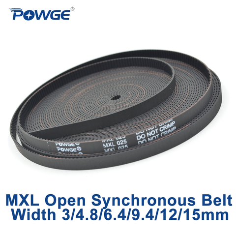 POWGE Trapezoid MXL Open Synchronous Timing belt  MXL-025 MXL-037 Rubber Neoprene fiberglass width 3/4.8/6.4/ 9.5/12mm Pulley ► Photo 1/6