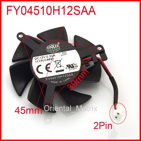 FY04510H12SAA 45mm 39*39*39mm 12V 0.2A 2Wire 2Pin For MSI R6450 6570 6670 V5 Graphics Card Cooler Cooling Fan ► Photo 1/6