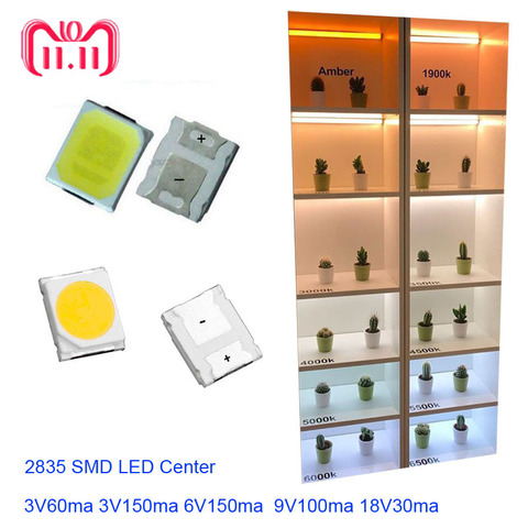 Full Voltage  High Brightness 2835 SMD LED Chip White 1W 100PCS 18V  9V 6V 3V   Fast Delivery Via  Air Mail ► Photo 1/5