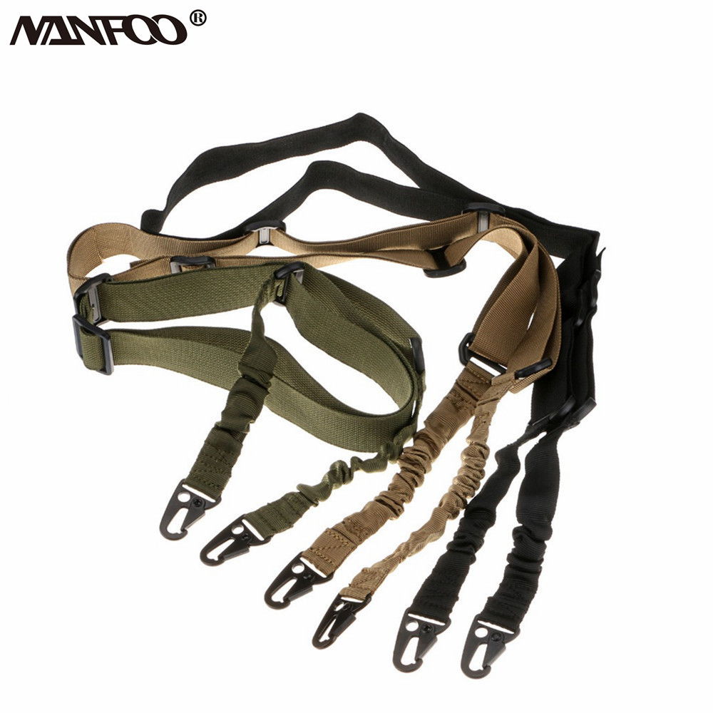 Tactical 2 Point Rifle Sling Strap Military Gun Hunting Airsoft Bungee Rope Belt 