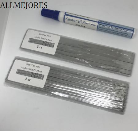 Solar cell Tab wire 20meters 0.9mmx0.23mm + bus Bar wire 2m 5mmx0.2mm Give 1pcs flux pen free.Solar panel solder strip Big sales ► Photo 1/6