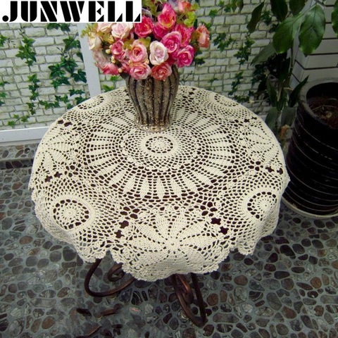 70/ 80 /90CM RD Shabby Chic 3 Sizes Vintage Crocheted Tablecloth Handmade Crochet Coasters Cotton Lace Cup Mat Placemat ► Photo 1/6