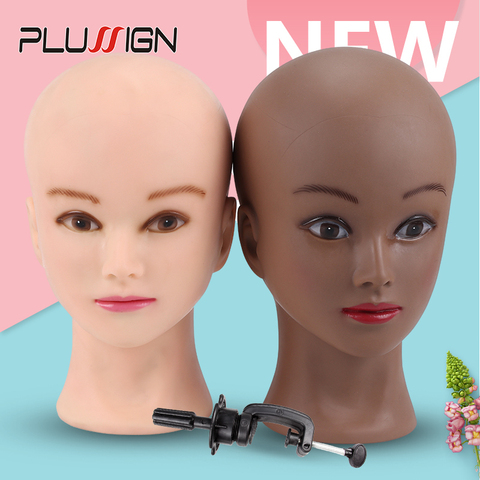 Dark Brown Skin Soft Pvc Wig Mannequin Head Wig Holder Begie Skin Color For Hat Display Wig Making Tools Bald Block Heads 20.5
