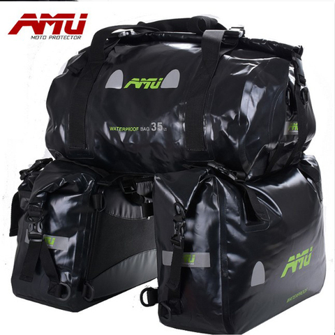 AMU Motorcycle tail Bag Waterproof Saddlebags Tank Bag Riding Motorbike Helmet Luggage Bags Oil Travel Motocross Saddle bags ► Photo 1/6