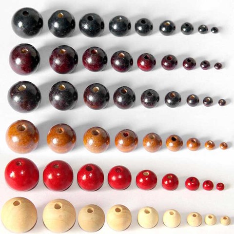 100pcs/lot 4 6 8 10 12 14 16 18 20mm Natural Wood Beads 5 Colors Eco-Friendly Round Ball Spacer Beads for DIY Jewelry Making ► Photo 1/6