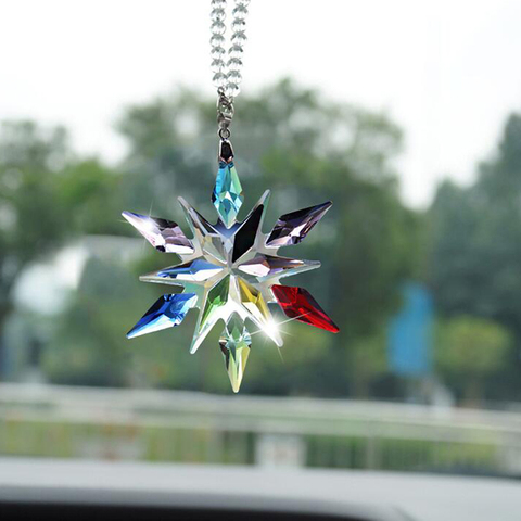 Car Pendant Crystal Large Snowflakes Ornaments Snowflake Clear Crystal Edition Car Rearview Mirror Ornament Interior Accessories ► Photo 1/6