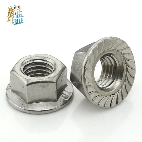 50Pcs DIN6923 M3 M4 M5 M6 M8 304 Stainless Steel Hexagon Flange Nuts Pinking Slip Locking Lock Nut HW015 ► Photo 1/4