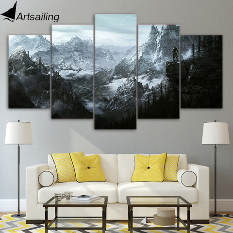 HD 5 piece canvas painting v skyrim posters and prints pictures for living room wall art  home decor XA-1948A ► Photo 1/6