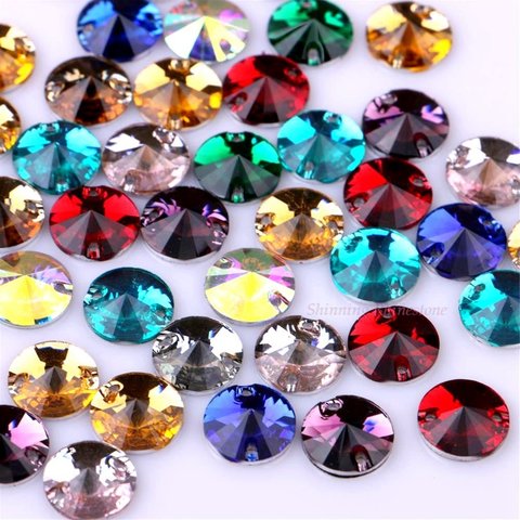 10mm 50pcs Round Sewing Resin Rhinestone Sew On Point Facet Crystals Flatback Two Holes Sew-On Garment Stones 10 Colors Choice ► Photo 1/6