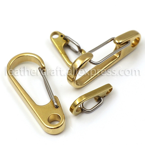 1x Pure Brass Curtain Clasp Split Key Ring Hook Chain Loop Key Ring Keychain Strap Wallet Bag Leather Belt Hooks 1