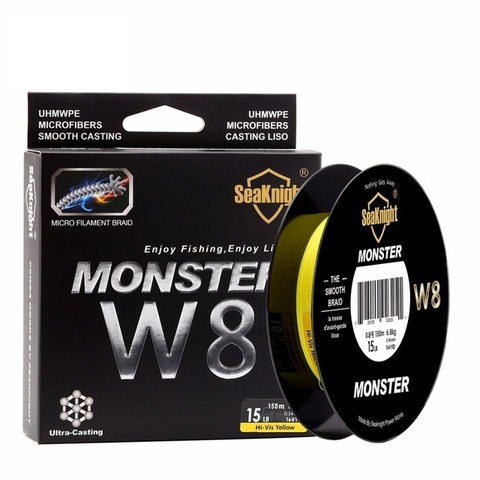 MONSTER W8 quality 150M Braided Fishing Line 8 Strands Weaves Super Thin 0.8# PE Multifilament Floating Line 15LB 6.8KG 0.14mm ► Photo 1/1