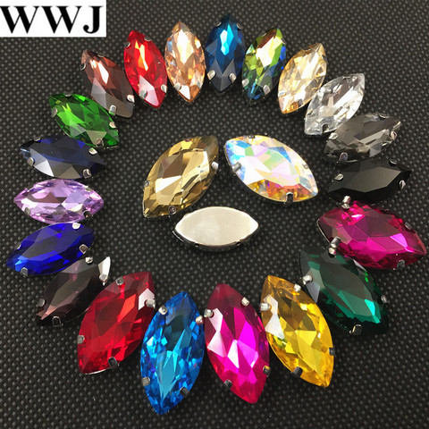 All Sizes Colorful Horse Eye Sew On Rhinestones With Claw Flatback Crystal Navette Glass Sew On Claw Rhinestones For Garment ► Photo 1/5