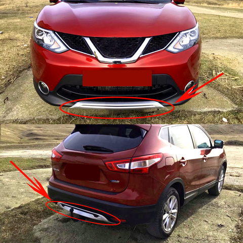 Free Shipping For Nissan Qashqai Dualis J11 2014 - 2017 ABS Car Exterior Front Rear Bumper Skid Protector Guard Plate Cover 2PCS ► Photo 1/6