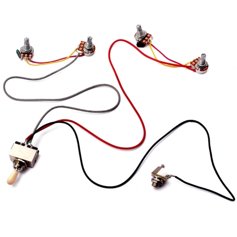 1Set Wiring Harness 3 Way Toggle Switch 2V2T 500K Pots & Jack Les Paul LP Guitar ► Photo 1/6