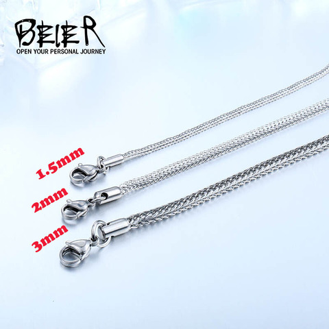 Beier 1.5/2/34mm stainless steel necklace twist  trendy Square Fox chain necklace boy/man BN1043 ► Photo 1/5