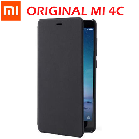 Original Xiaomi Mi 4C Case MI4C Smart Flip PU Leather Cover Case with wake up Function for Mi 4C Black 5