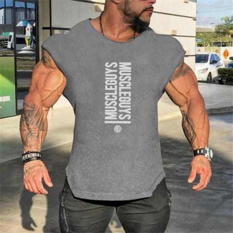 NEW Mens Gyms Singlets Sweatshirts sleeveless Vest letters print Bodybuilding Fitness male tank top Shirts Casual Muscle shirt ► Photo 1/6