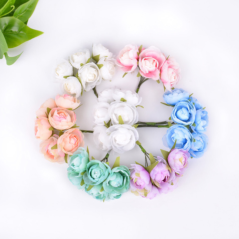 6pcs/lot artificial flower gauze tea rose bouquet For wedding home party decoration DIY wreath shoes clothing coat gift box ► Photo 1/6