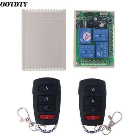OOTDTY 24V 4CH Relay Wireless RF Remote Control Switch Receiver Module + 2 Transmitter ► Photo 1/6