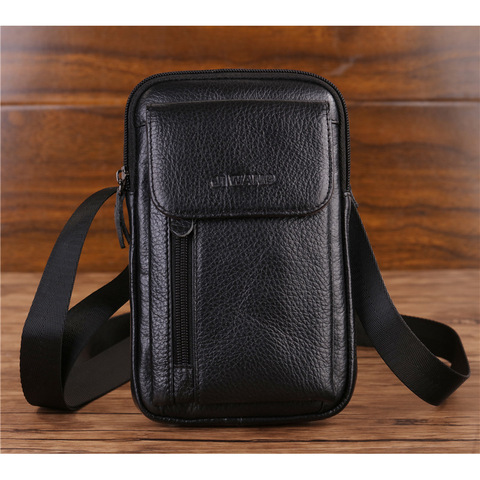 Men Genuine Leather Cell Phone Case Bag Purse Cover Pouch Real Cowhide Cross Body Fanny Mini Messenger Shoulder Belt Waist Bags ► Photo 1/6