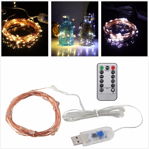  led string lights 5m/10m 5V USB powered Copper Wire String Holiday Outdoor Fairy Lights Christmas Festival Wedding Party Lights ► Photo 1/6