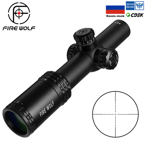 FIRE WOLF 1-4X24E Riflescopes Hunting Red Dot  Scopes Compact Rifle Scope Illuminated Reticle  w/ Mounts For AR15 AK ► Photo 1/6